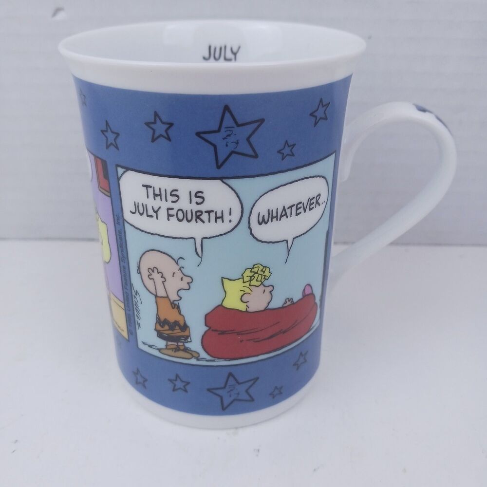 July 4th Peanuts Porcelain Mugs Schulz Danbury Mint Sally And Charlie Brown
